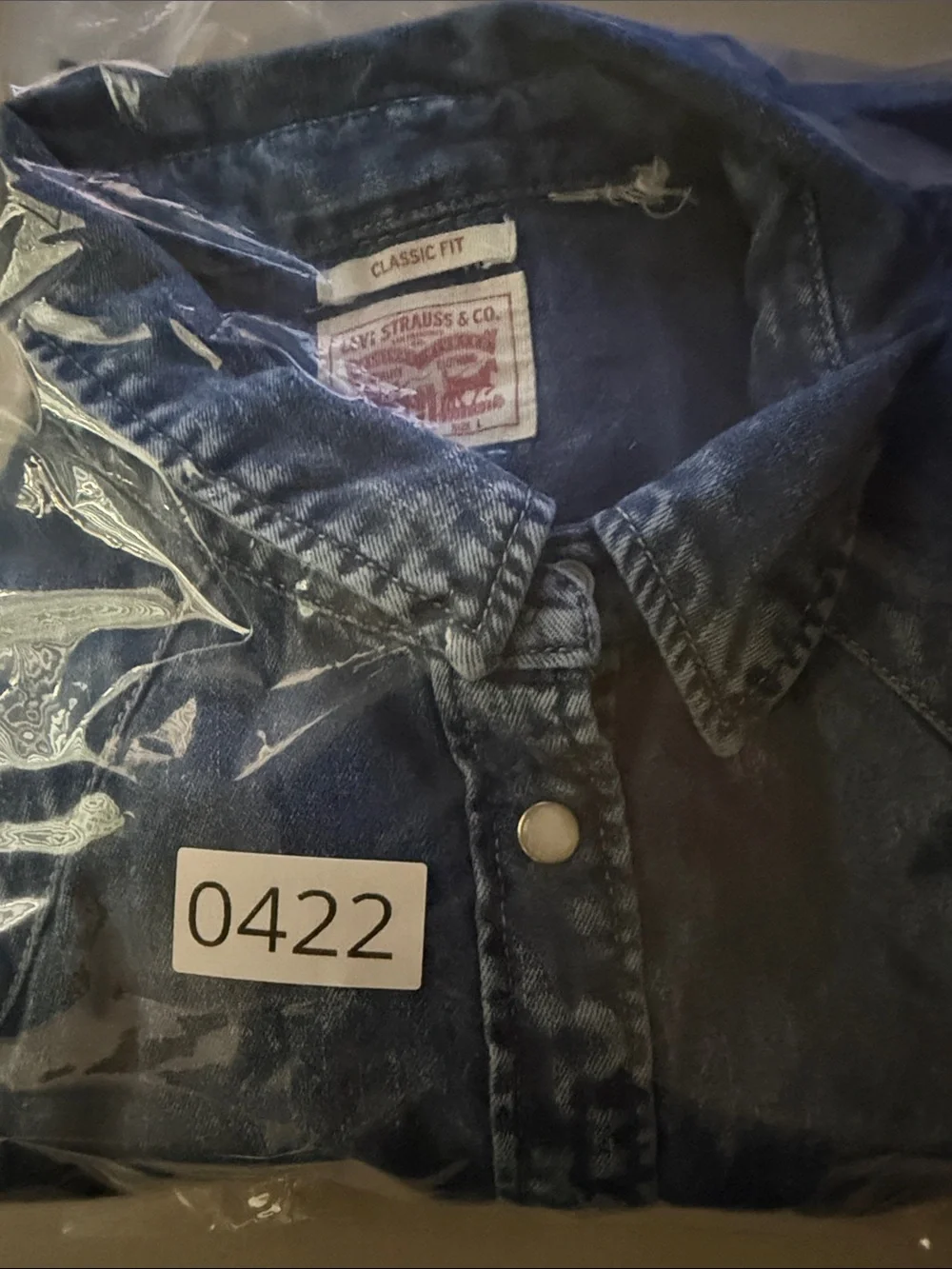 Levi's Classic Fit‎ Western Denim Snap Shirt Blue Long Sleeve Pearl Snaps L